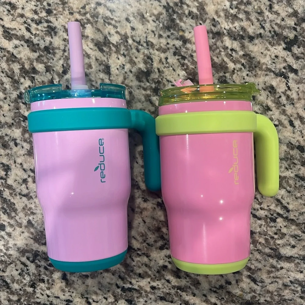 Reduce Coldee 14oz Tumblers with Handles, 2-pack (purple & pink) - Picture 1 of 7
